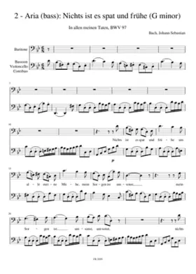 Aria (bass): Nichts ist es spat und frühe