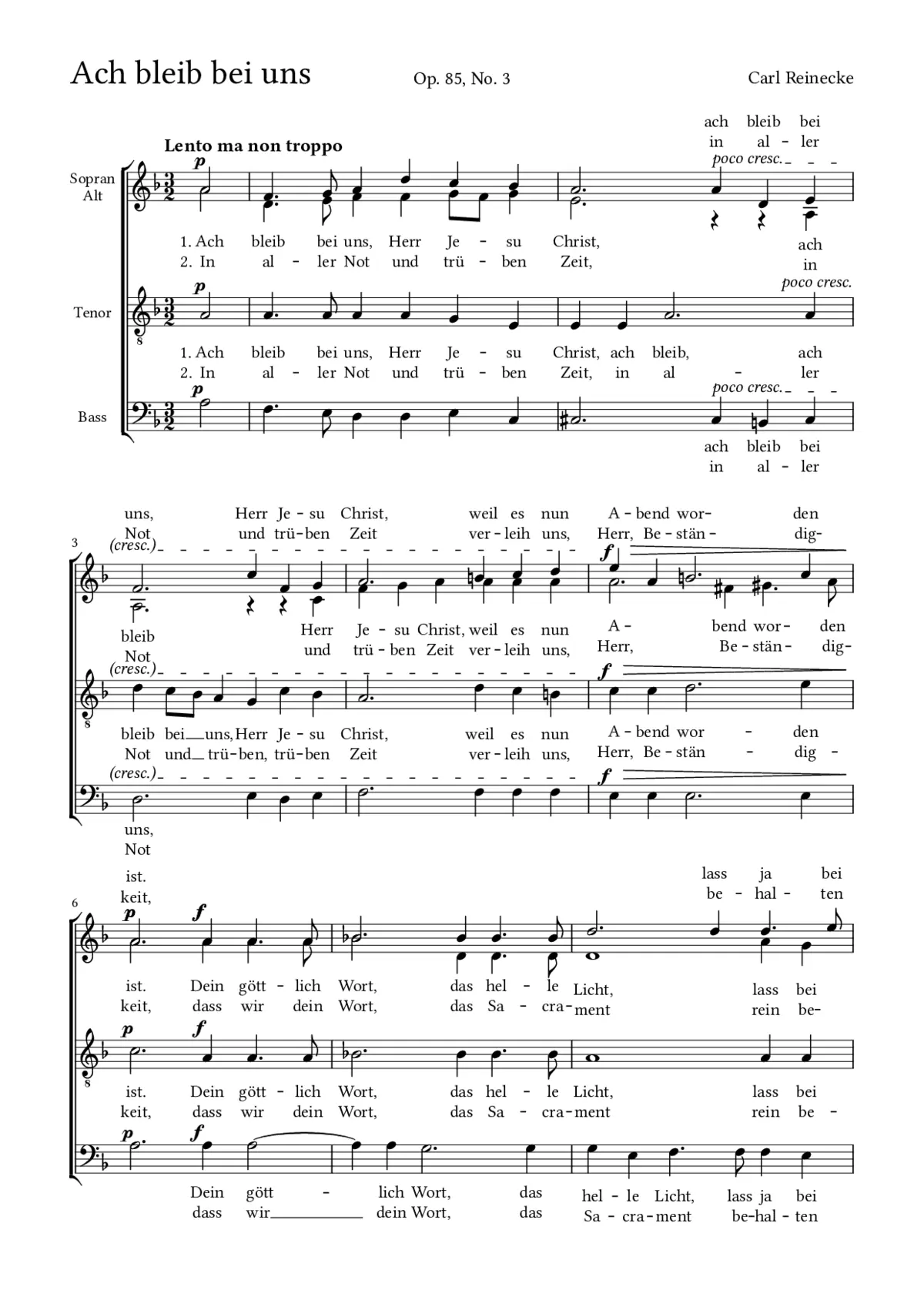 Ach bleib bei uns, Op. 85, No. 3 - Page 1