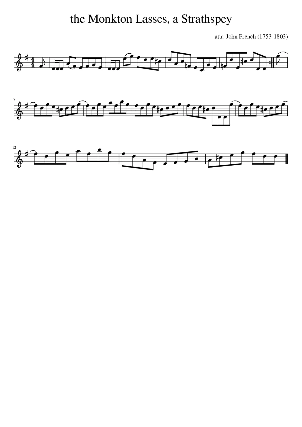 The Monkton Lasses a Strathspey - Page 1