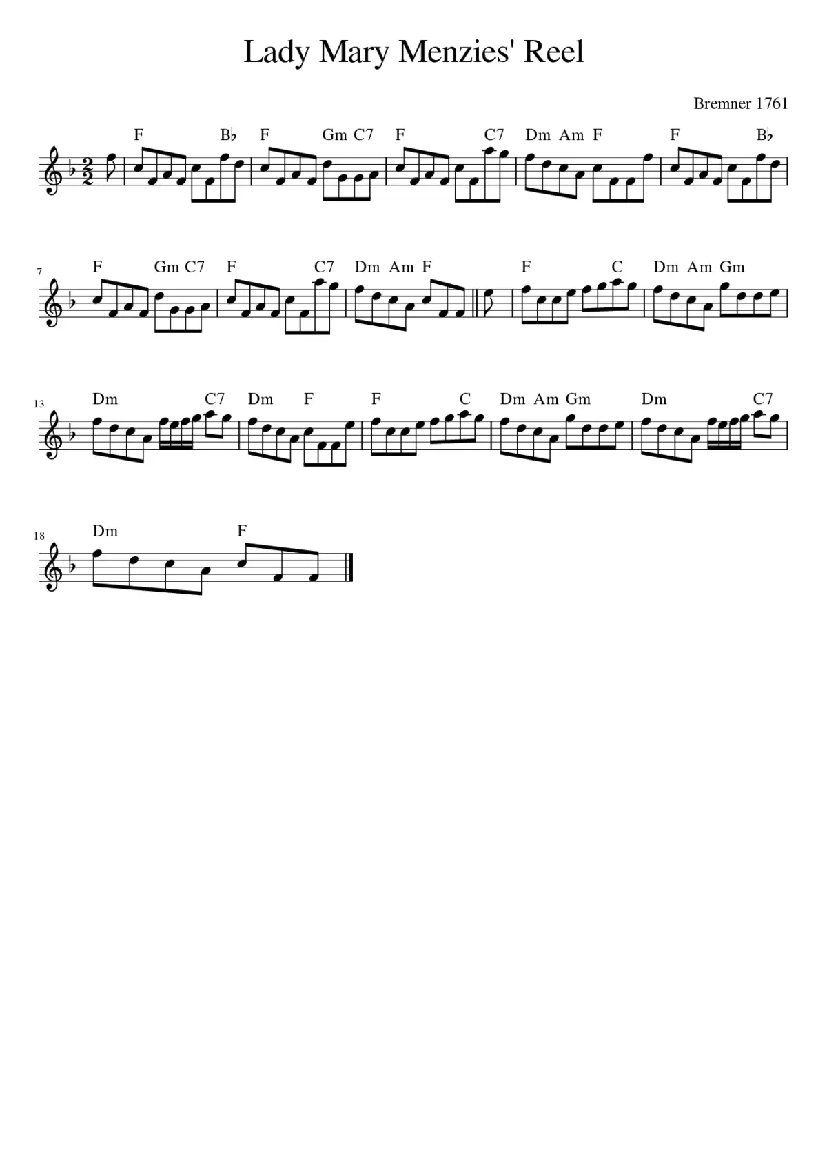 Lady Mary Menzies' Reel - Page 1