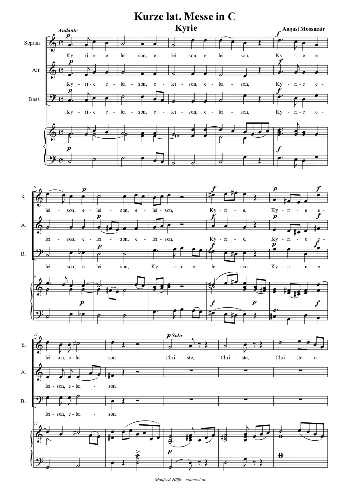 Kurze Messe in C - Page 1