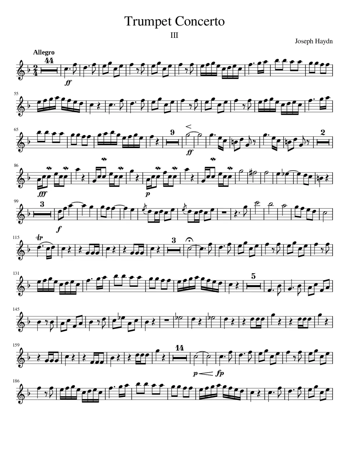 Trumpet Concerto in E-flat major Hob.VIIe:1 - Page 1