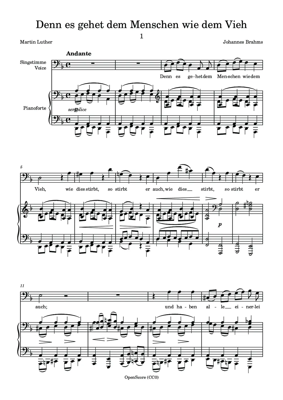 Denn es gehet dem Menschen wie dem Vieh - Page 1