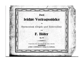 Zwei leichte Vortragsstücke für Harmonium (Orgel) und Solovioline