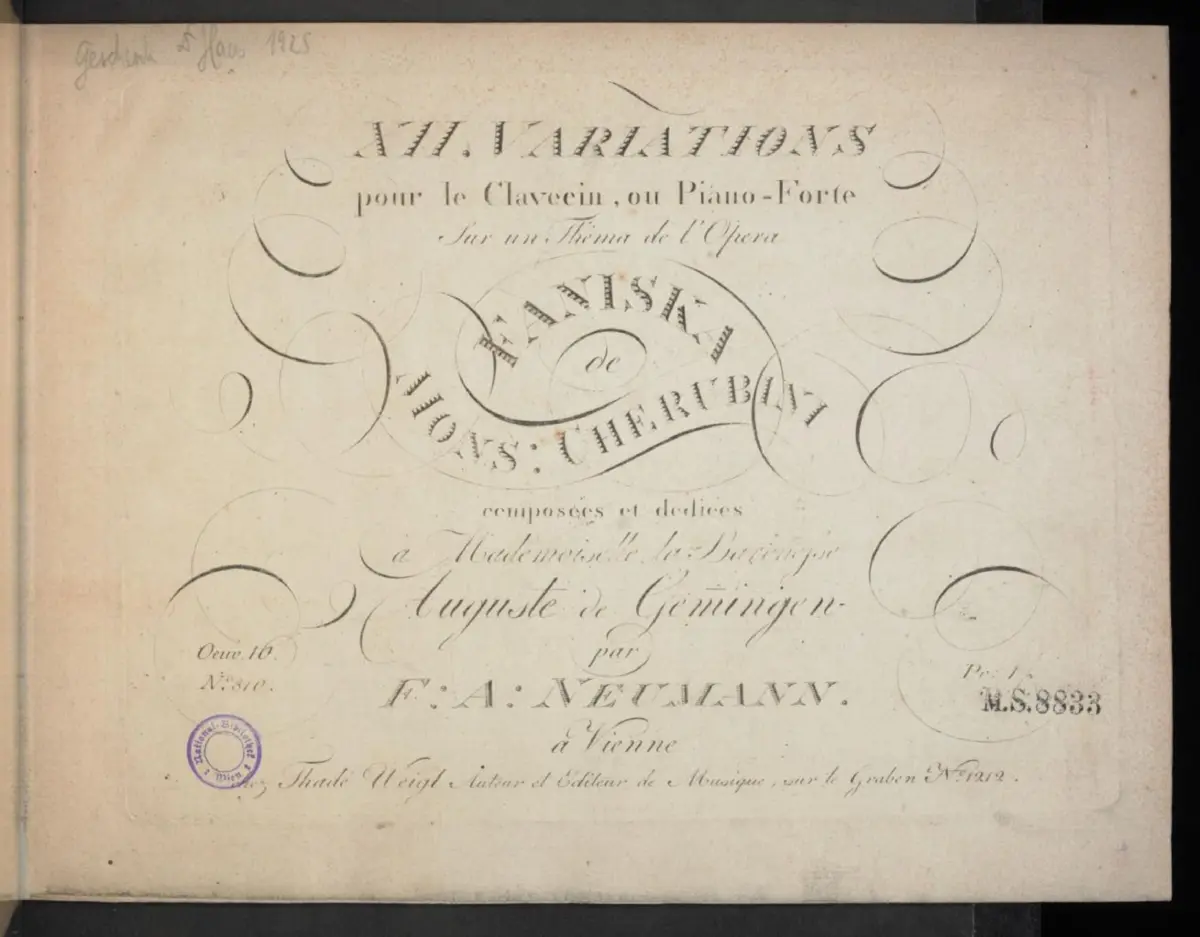 12 Variations on a Theme from Cherubini's 'Faniska' - Page 1