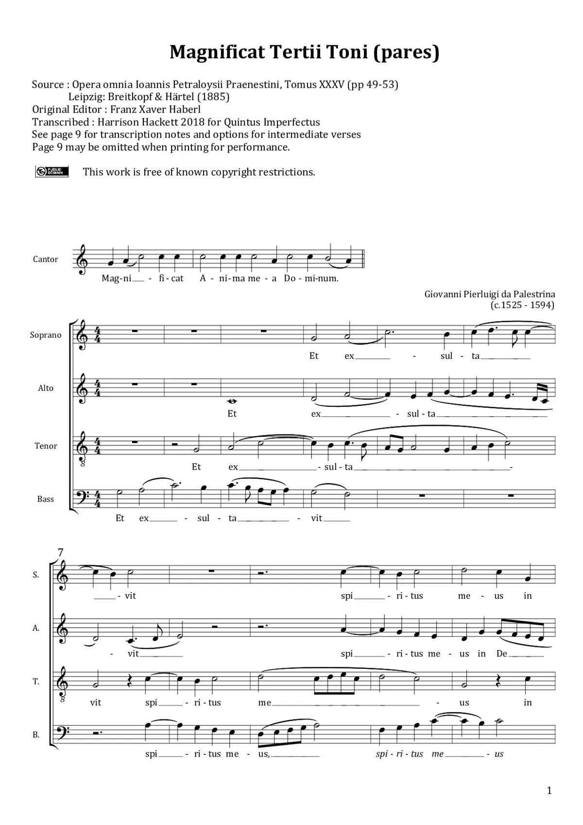 Magnificat Tertii Toni a 4, pares - Page 1