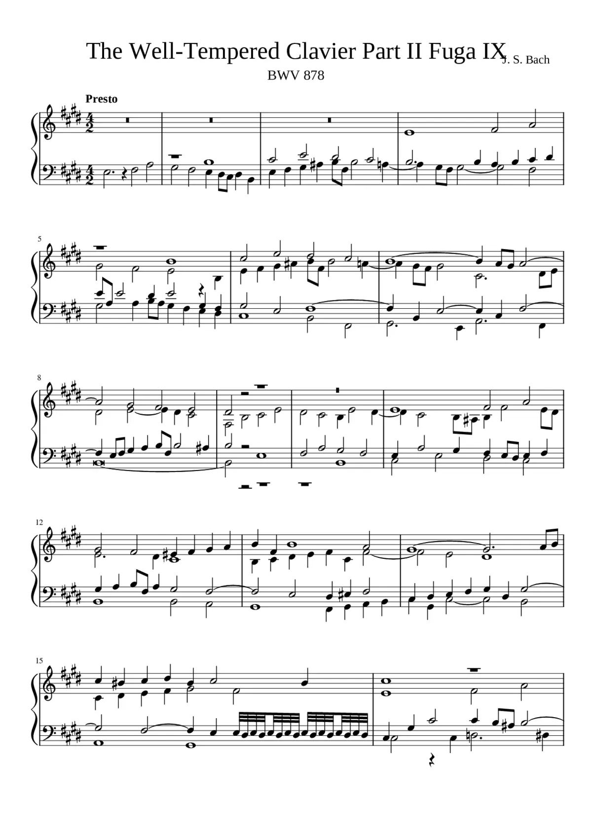 Prelude and Fugue in E major BWV 878 - Page 1