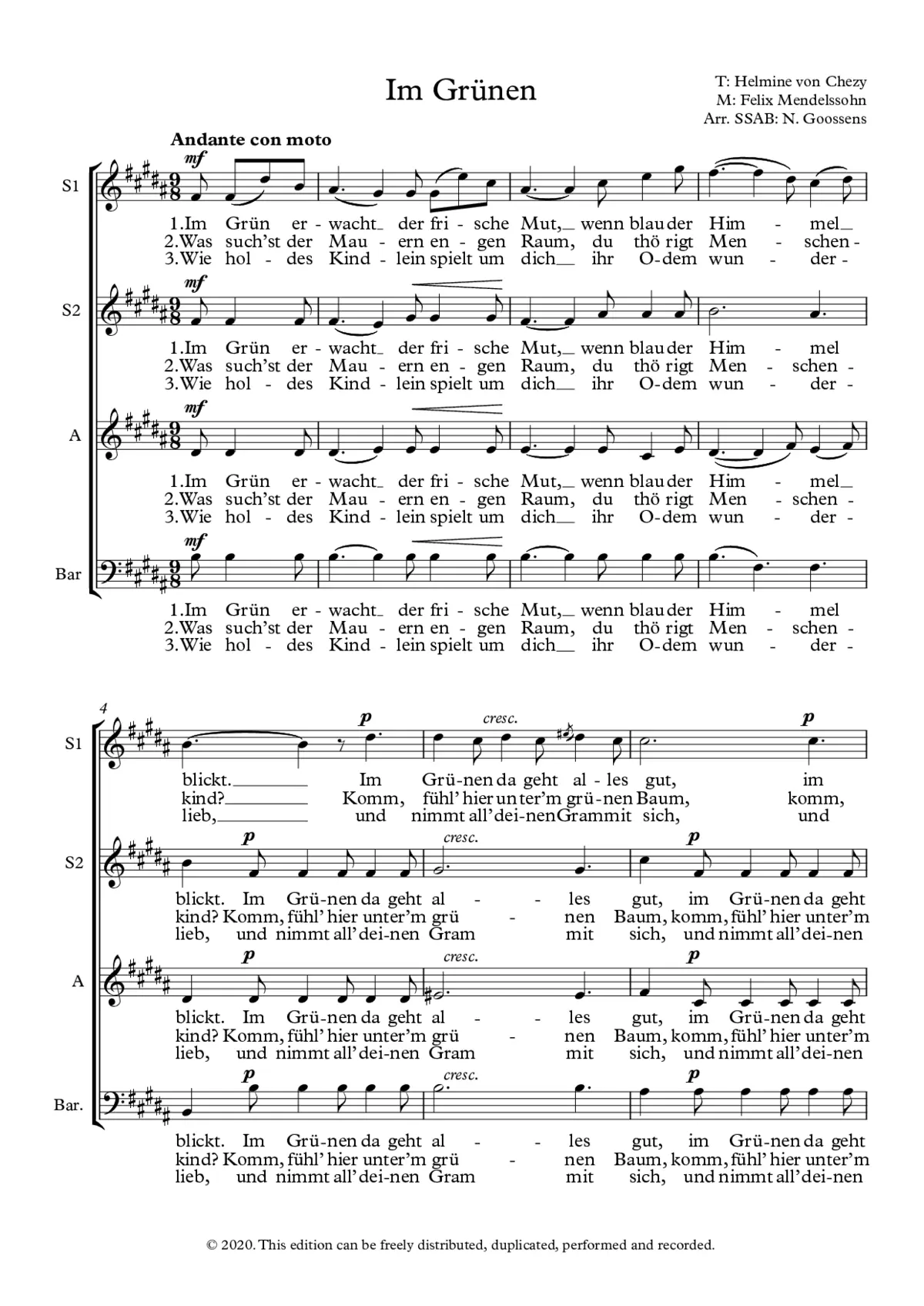 Im Grünen, Op. 59, No. 1 - Page 1