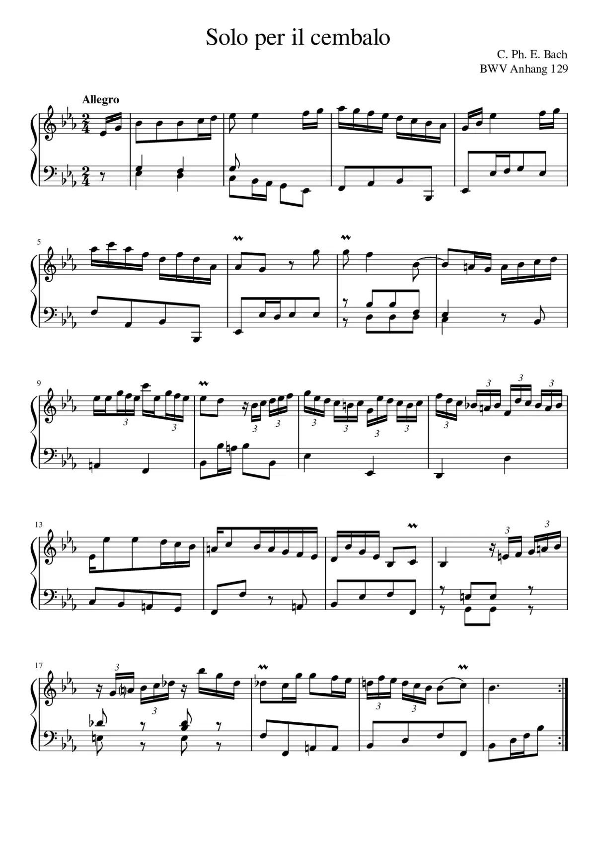 Solo per il Cembalo H.16 - Page 1