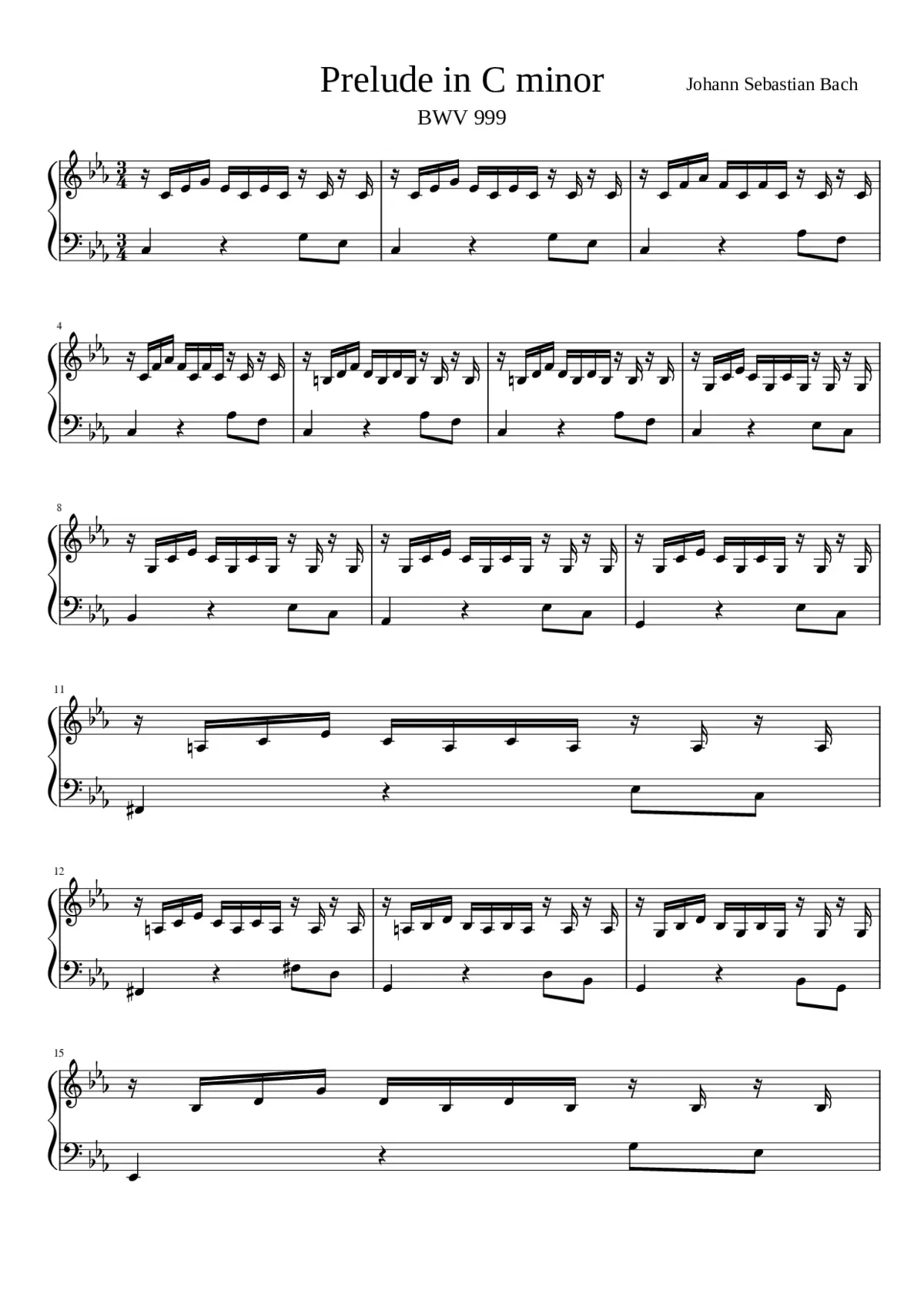 Prelude in C minor BWV 999 - Page 1