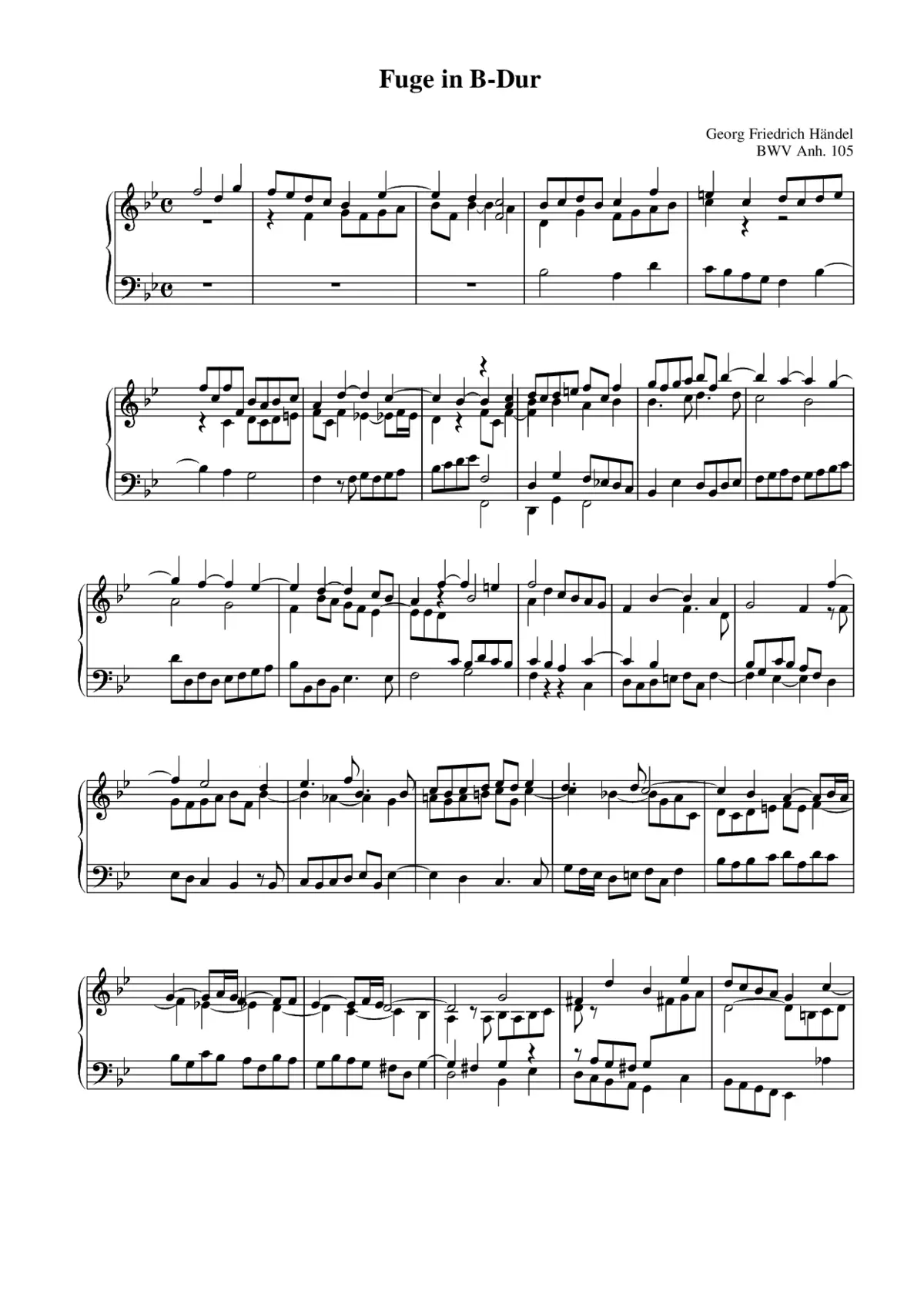 Fugue in B flat major, BWV Anh.105 - Page 1
