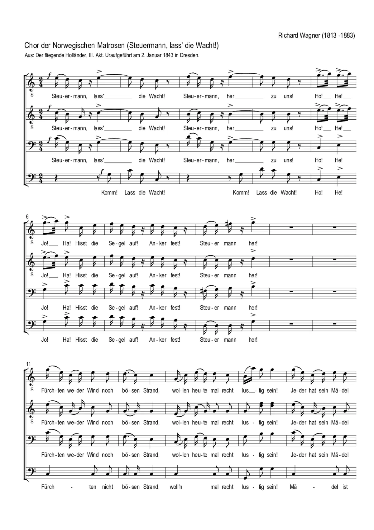 Chor der Norwegischen Matrosen - Page 1