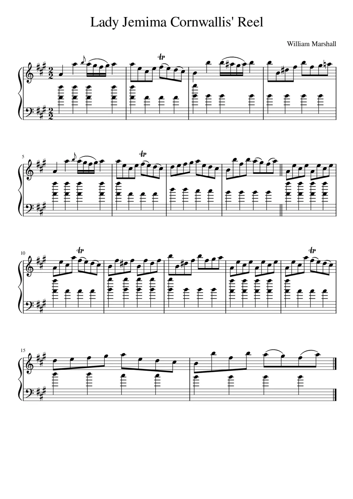 Lady Jemima Cornwallis' Reel - Page 1