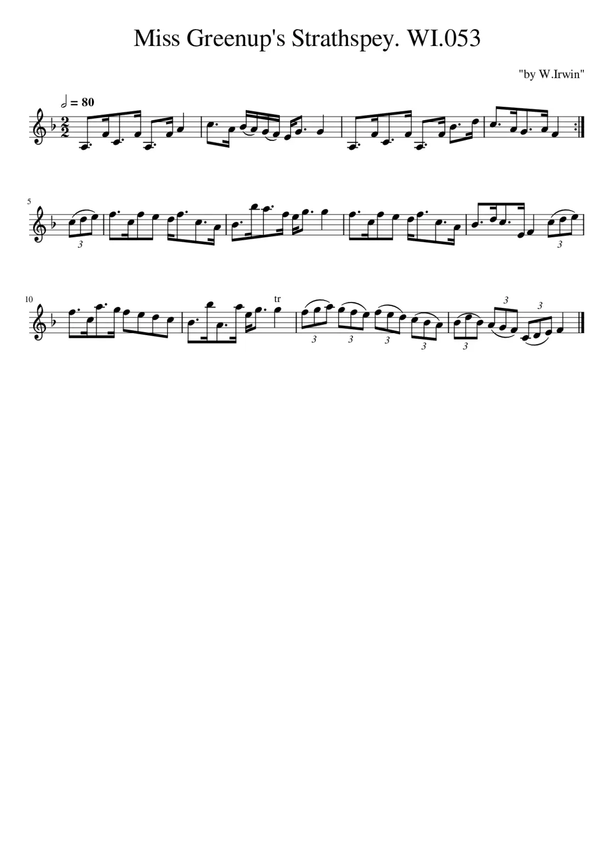 Miss Greenup's Strathspey. WI.053 - Page 1