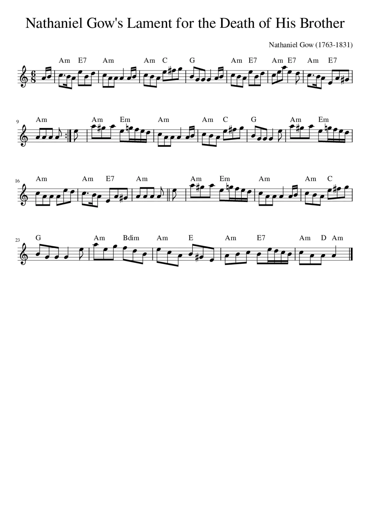 Nathaniel Gow's Lament for the Death of His Brother - Page 1