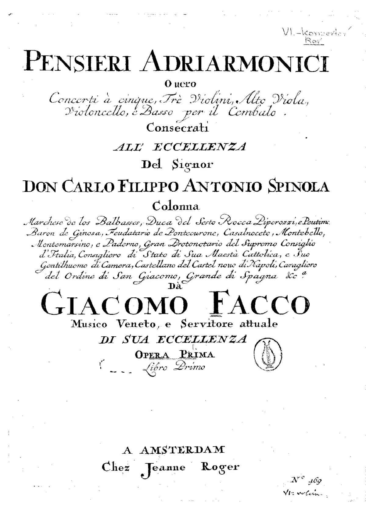 12 Concerti, 'Pensieri Adriarmonici', Op.1 - Page 1