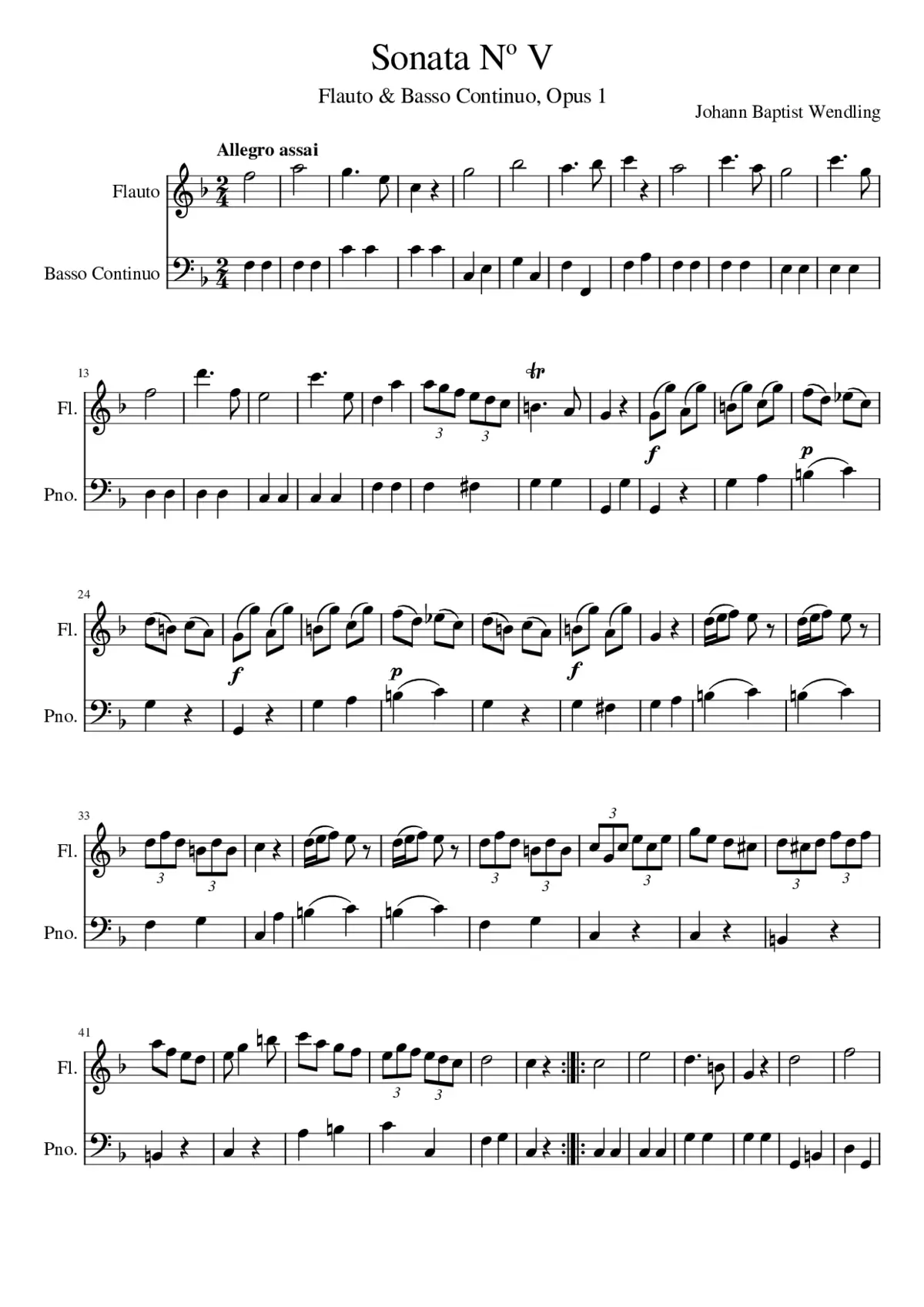 Sonata No 5 op. 1 allegro assai - Page 1