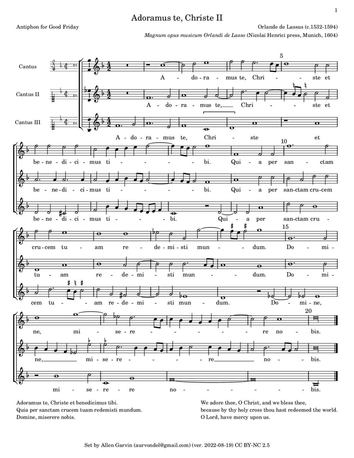 Adoramus te, Christe a 3 (II) - Page 1