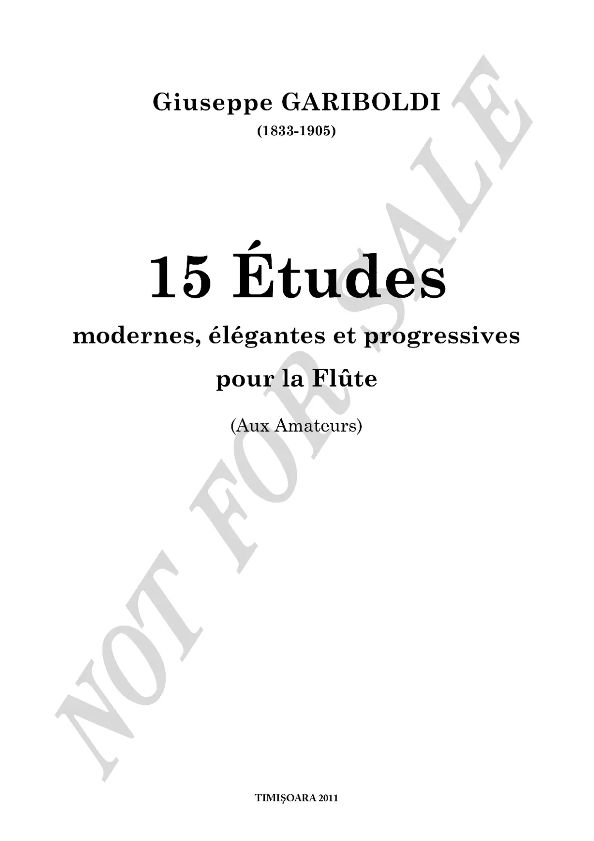 15 Etudes modernes, elegantes et progressives pour la Flute - Page 1
