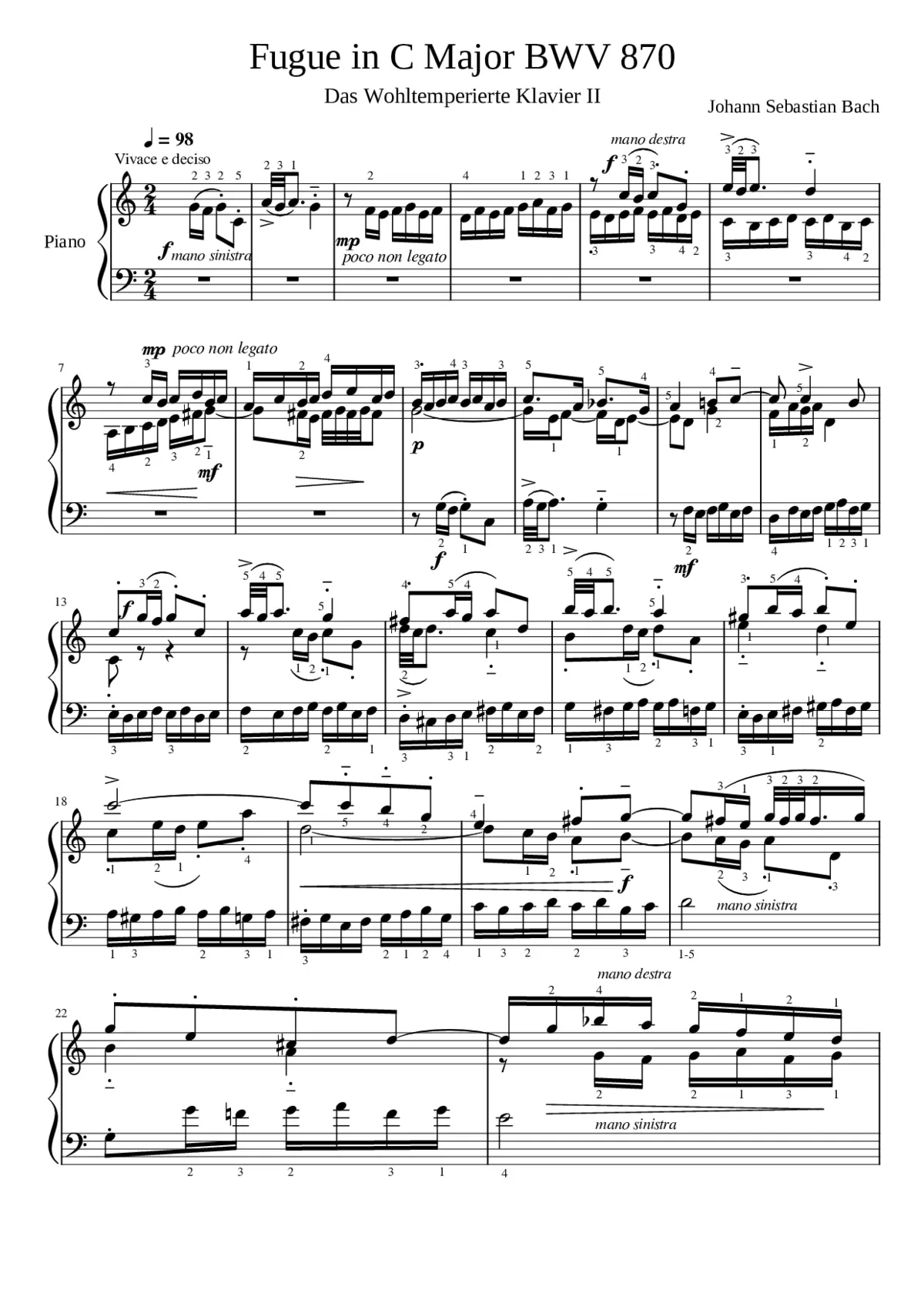 Das wohltemperierte Klavier II BWV 870-893 - Page 1