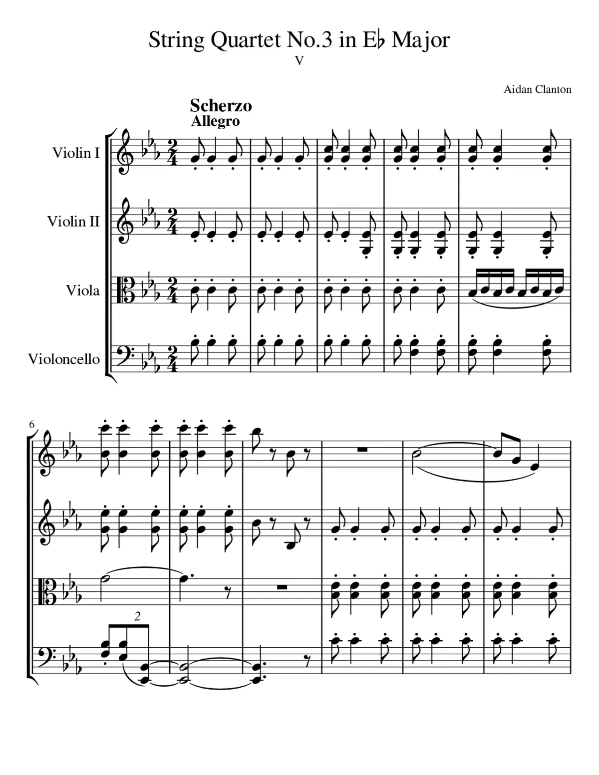String Quartet No.3 in E flat Major; V--Allegro-Presto - Page 1