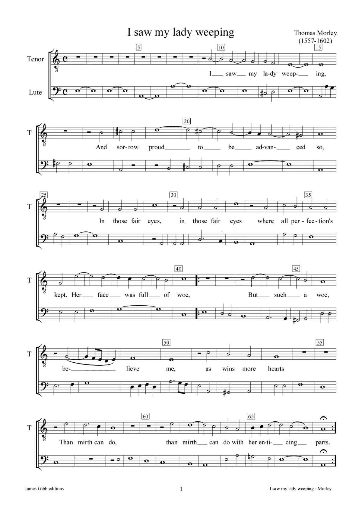 I saw my lady weeping - Page 1
