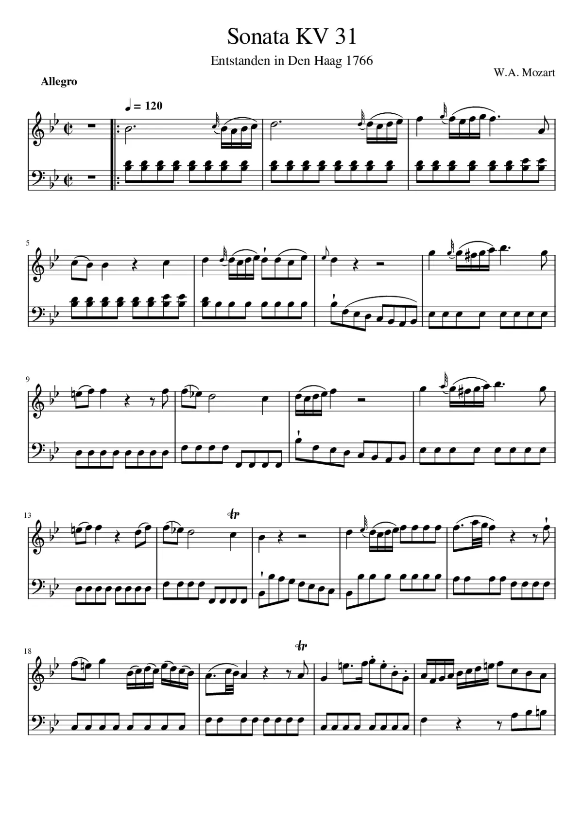 Sonata KV 31 - Page 1