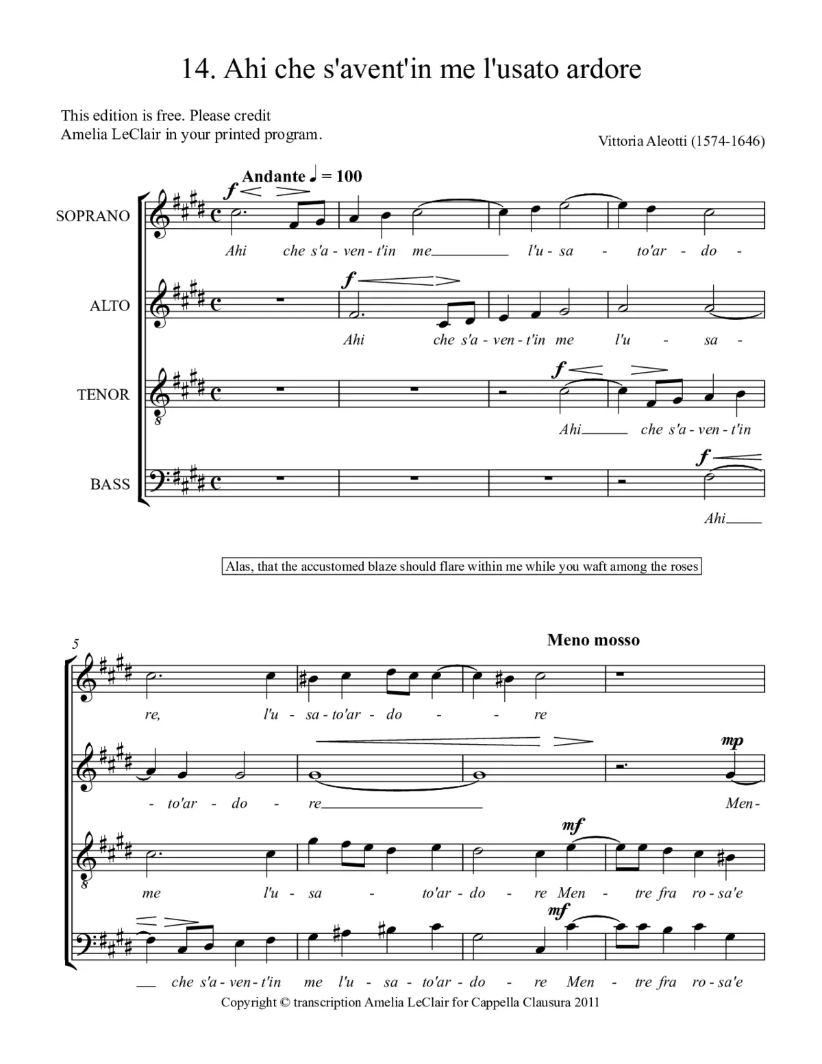 Ahi che s'avent'in me - Page 1