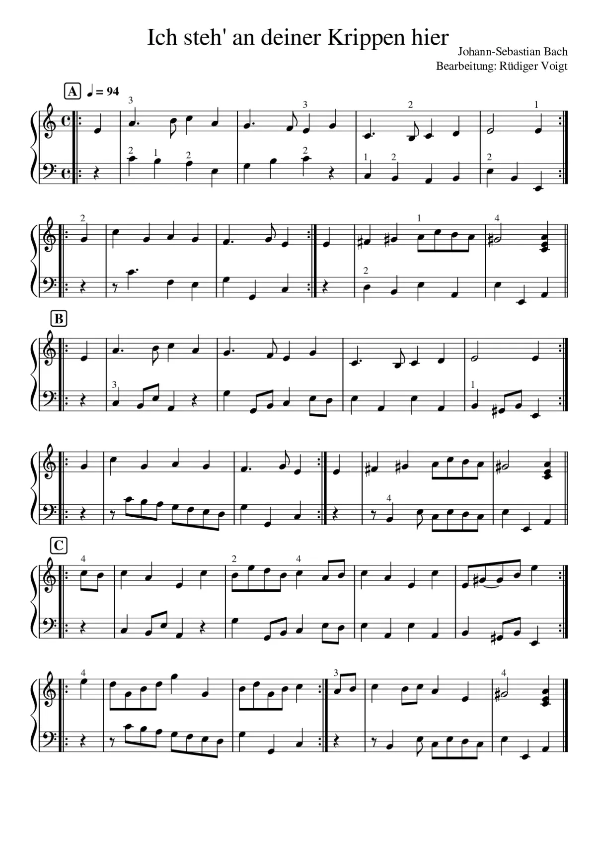 Ich steh an deiner Krippen hier BWV 469 - Page 1