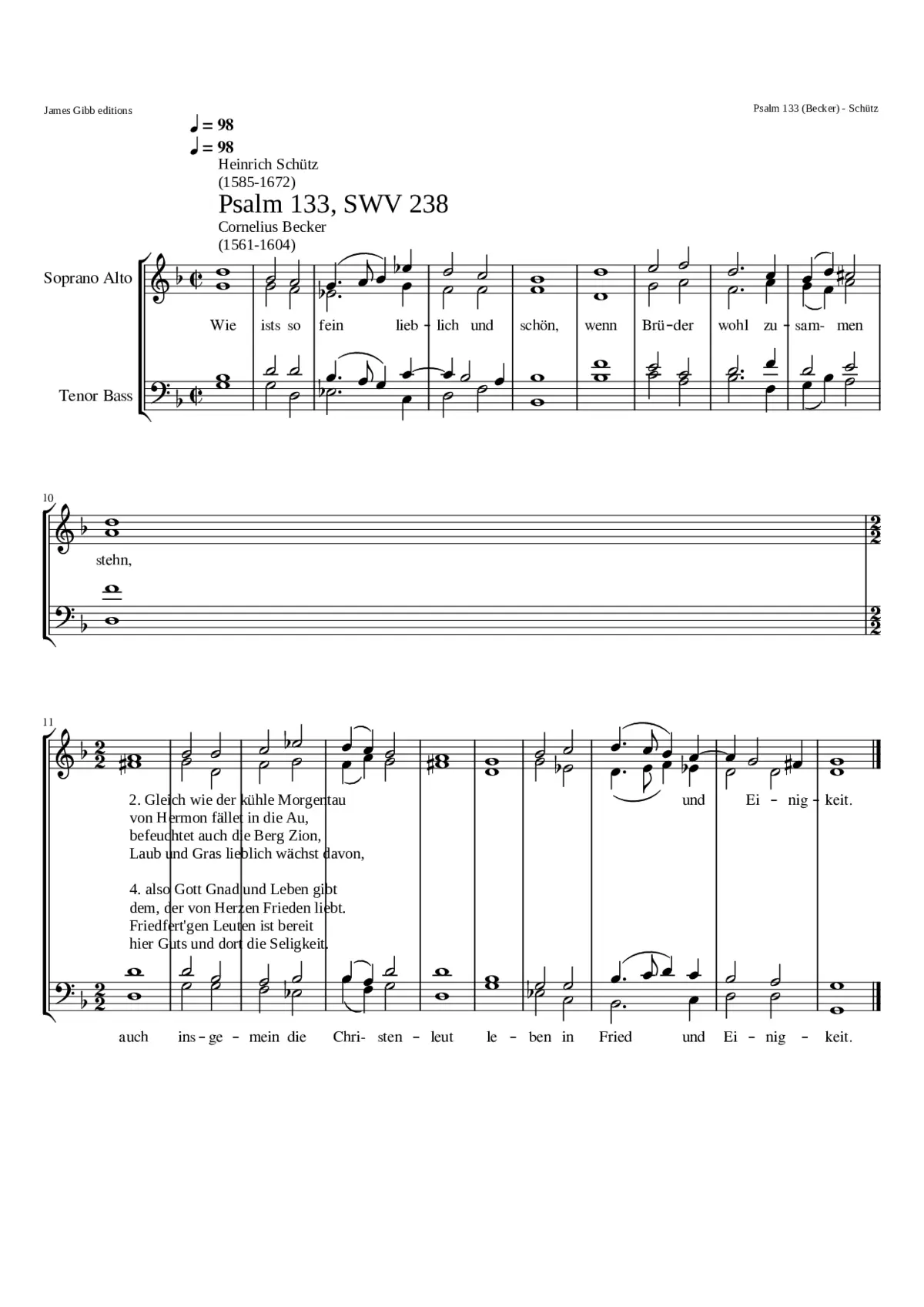 Wie ists so Fein lieblich und schön SWV 238 - Page 1