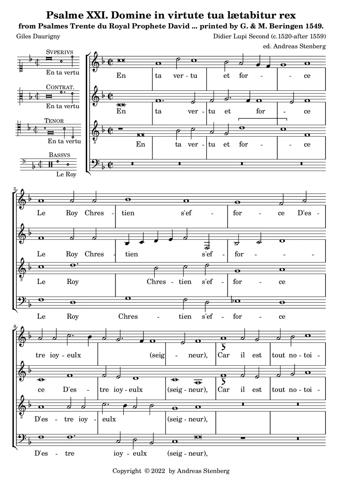 En ta vertu et force, Psalme XXI - Page 1