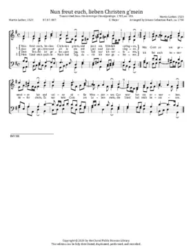Nun freut euch, lieben Christen g'mein, BWV 388