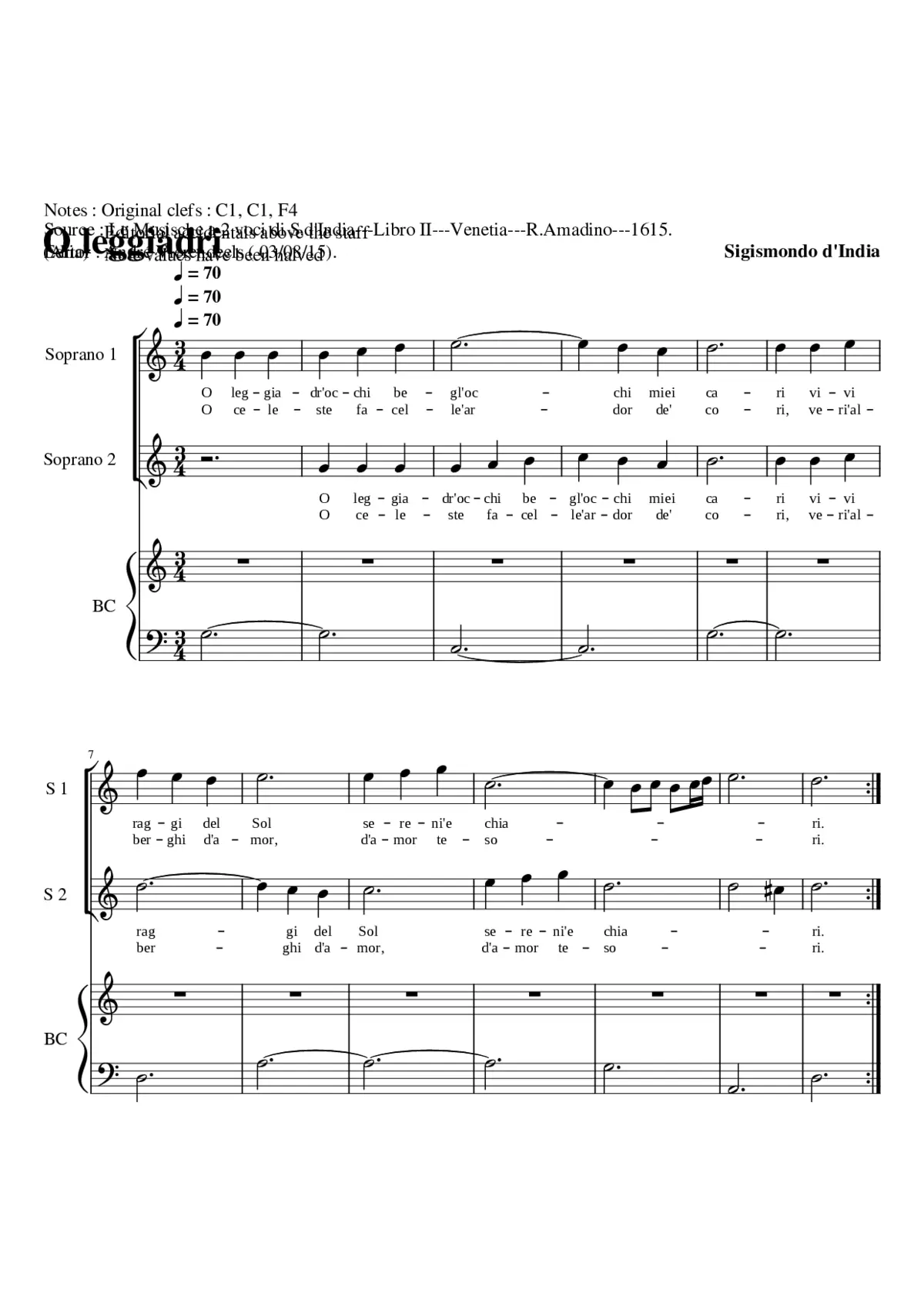 O leggiadr' occhi - Page 1