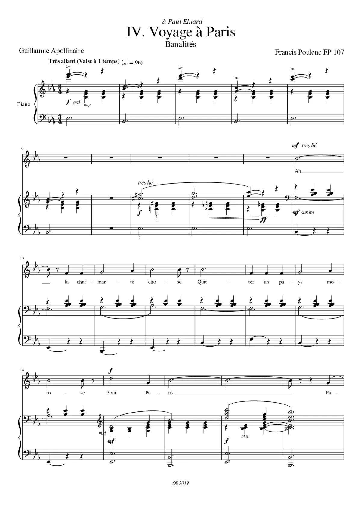 Voyage à Paris Francis Poulenc - Page 1