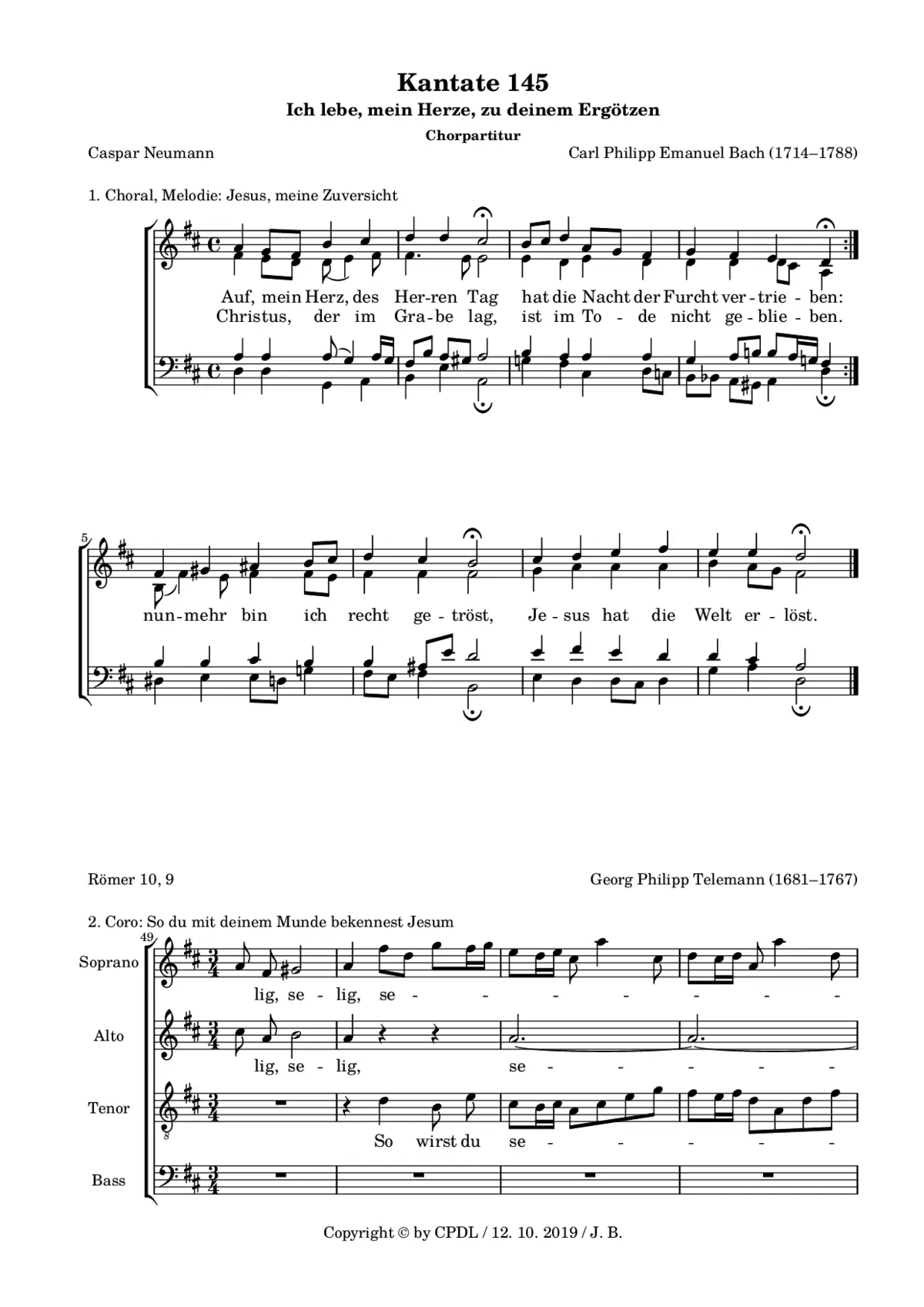 Ich lebe, mein Herze, zu deinem Ergötzen, BWV 145 - Page 1