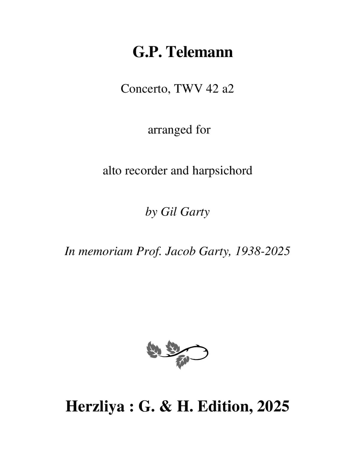Concerto for Flute, Harpsichord, Violin and Continuo, TWV 42:a2 - Page 1