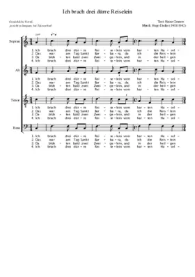 Ich brach drei dürre Reiselein