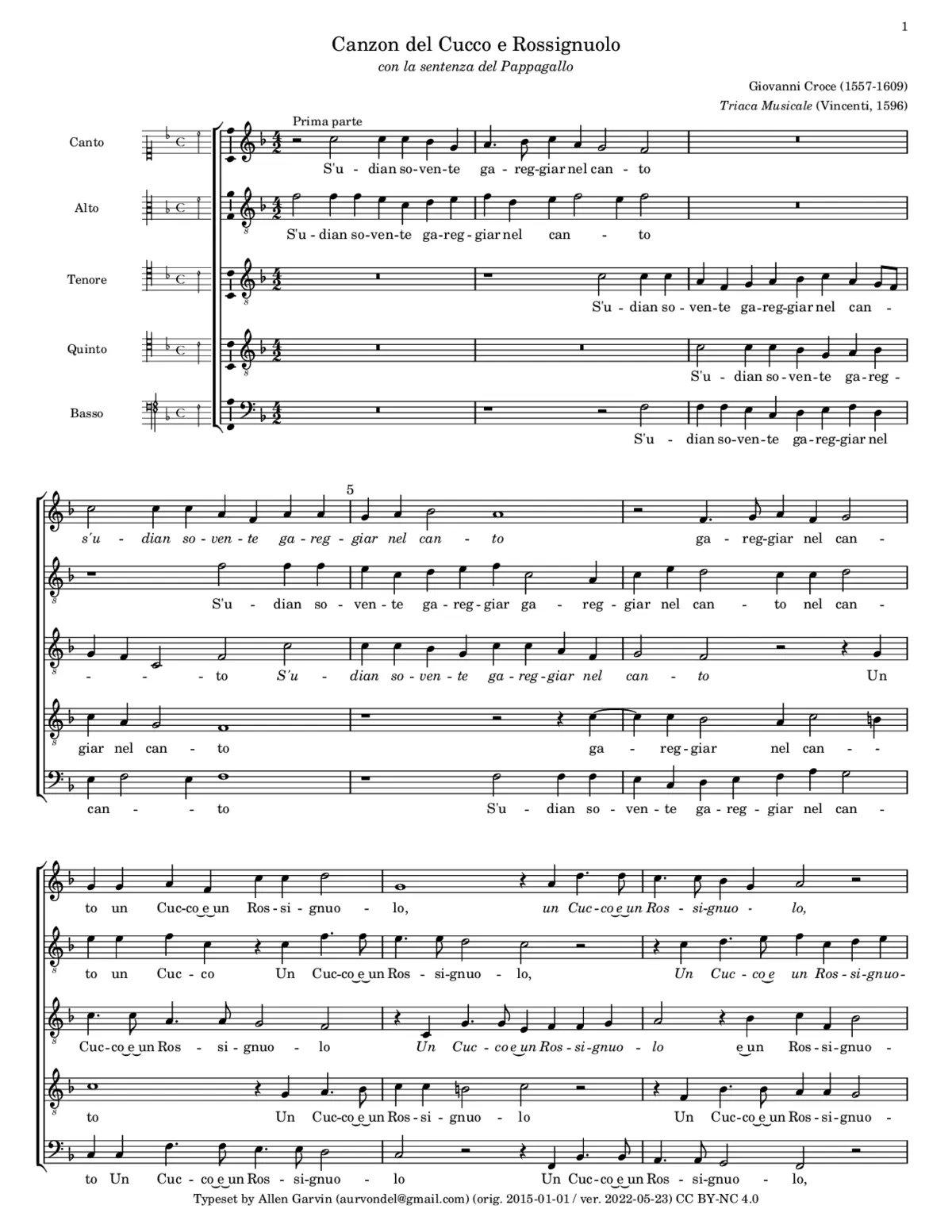 Canzon del Cucco - Page 1