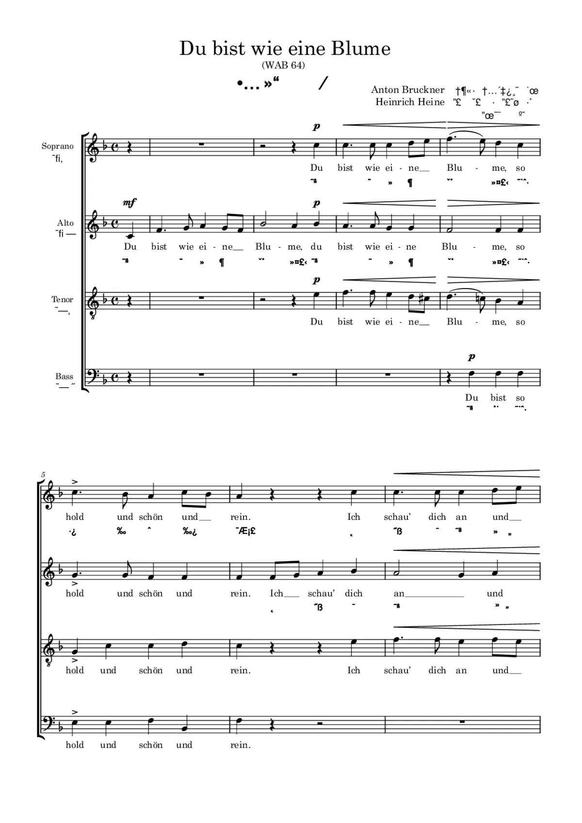 Du bist wie eine Blume, WAB 64 - Page 1