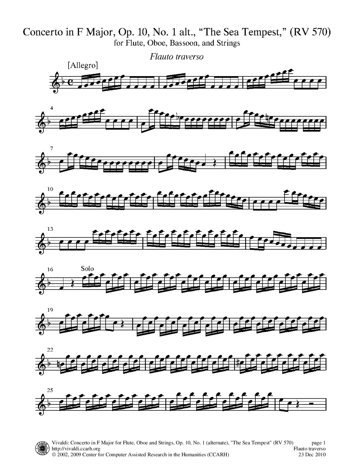 Concerto for Flute, Oboe, Bassoon and Strings in F major - Page 1