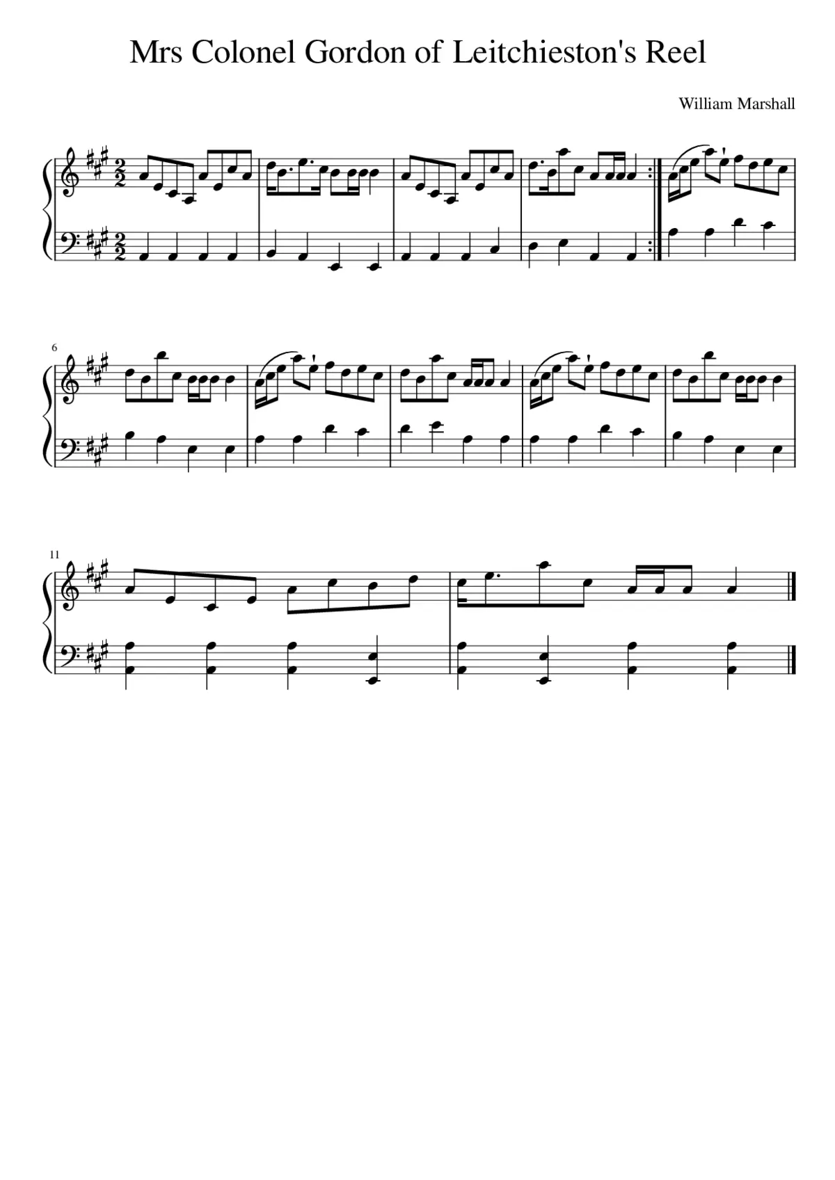 Mrs Colonel Gordon of Leitchieston's Reel - Page 1