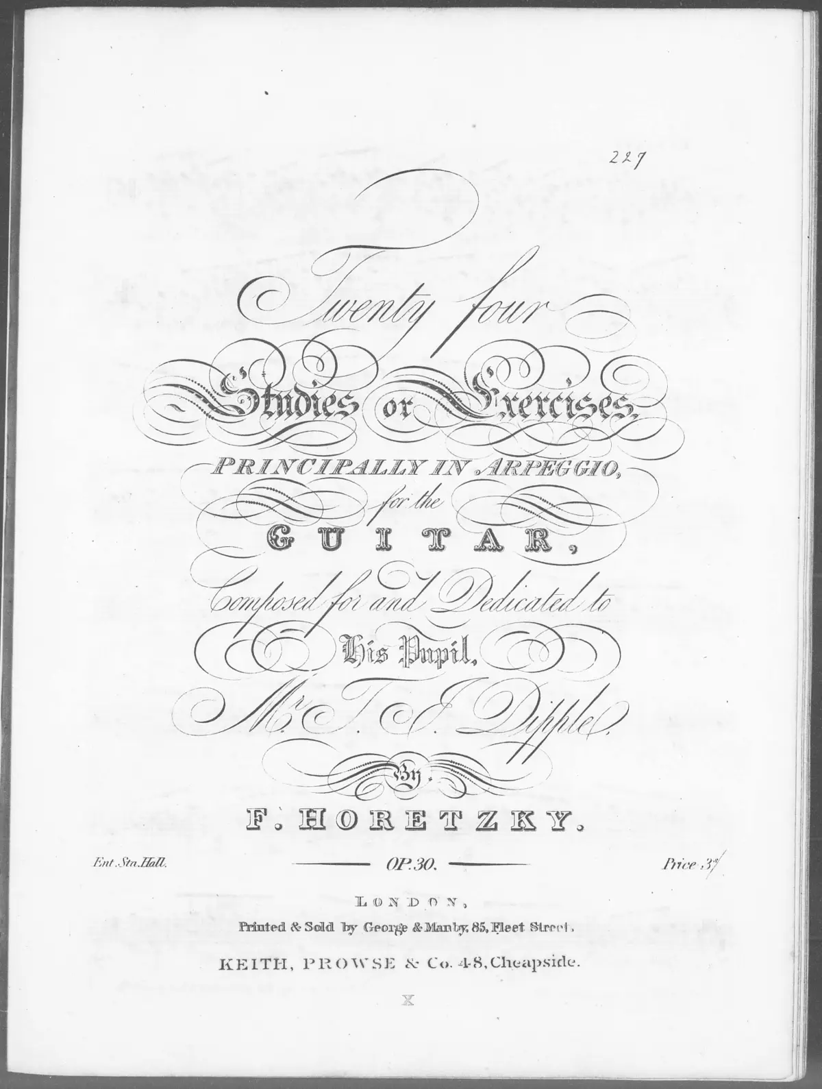24 Studies or Exercises principally in arpeggio for the Guitar - Page 1