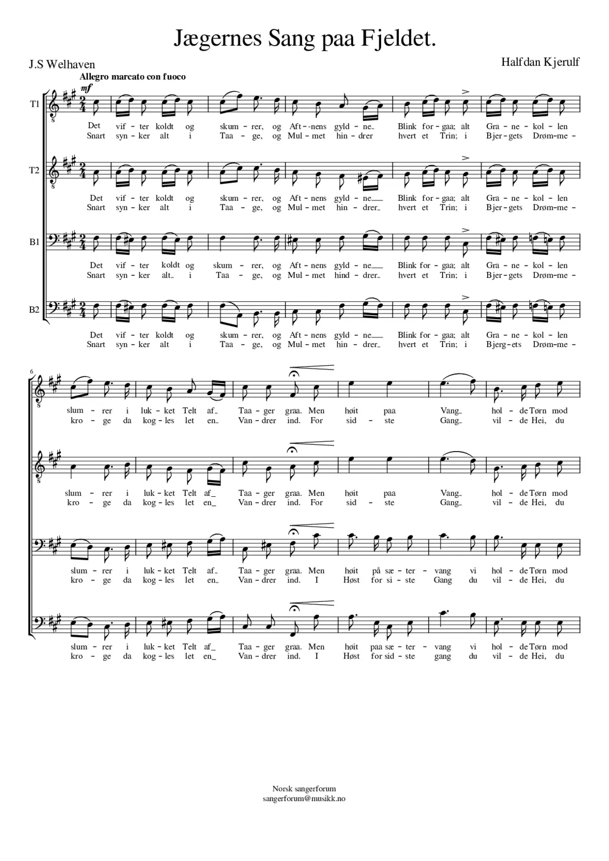 Jægernes Sang paa Fjeldet - Page 1