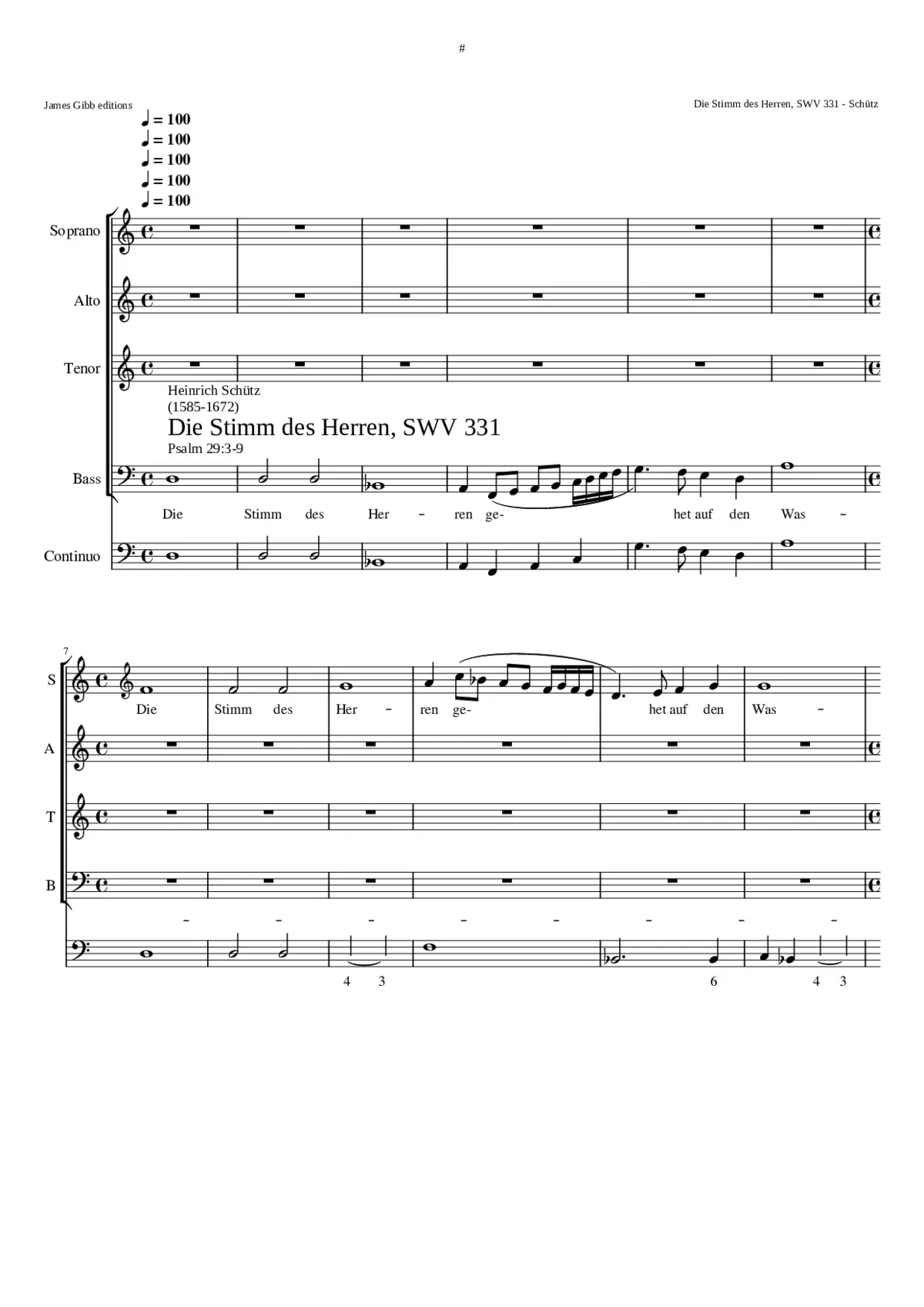 Die Stimm des Herren gehet auf den Wassern SWV 331 - Page 1