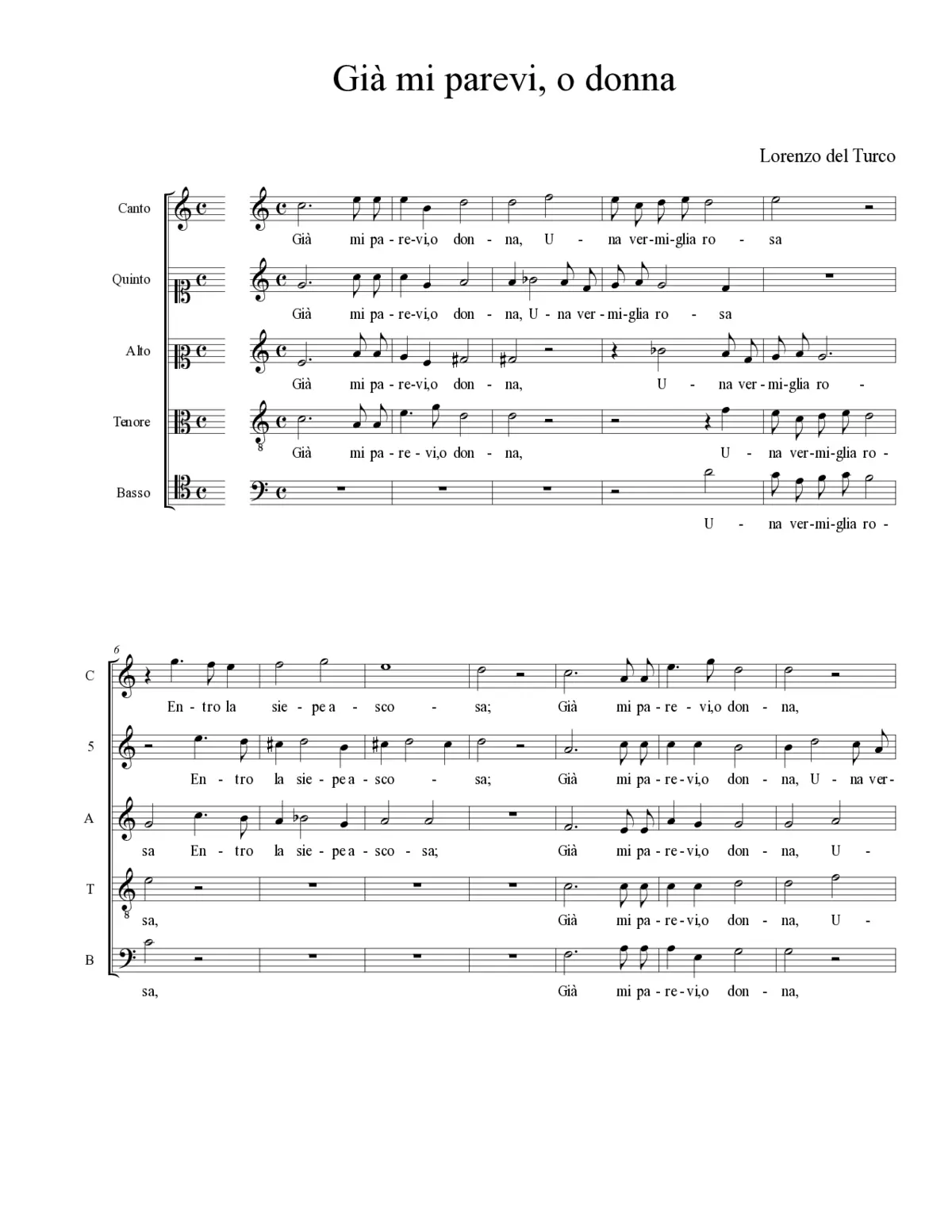 Già mi parevi, o donna - Page 1