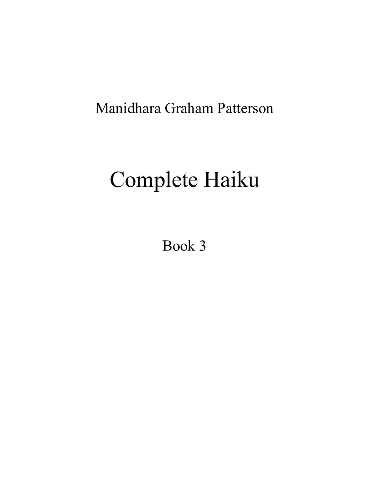 Haiku, Book 3 - Page 1