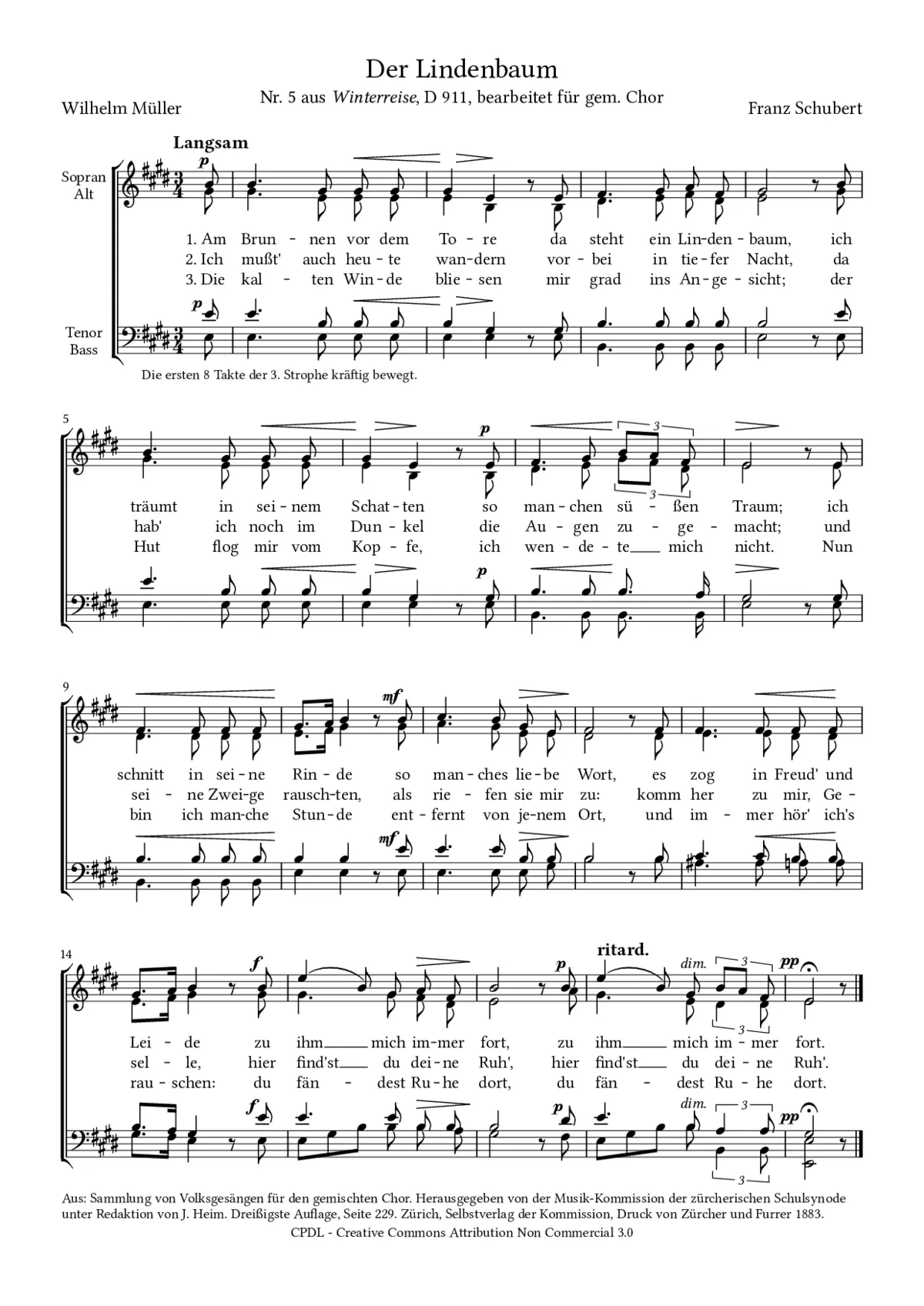 Der Lindenbaum (Am Brunnen vor dem Tore) - Page 1