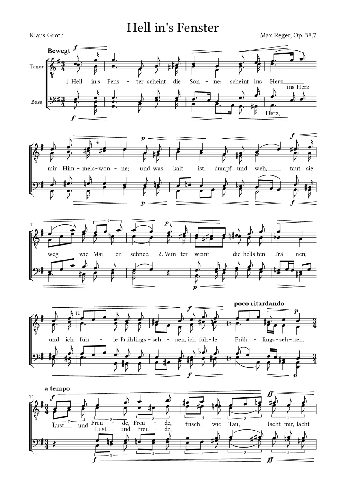 Hell in's Fenster, Op. 38, No. 7 - Page 1