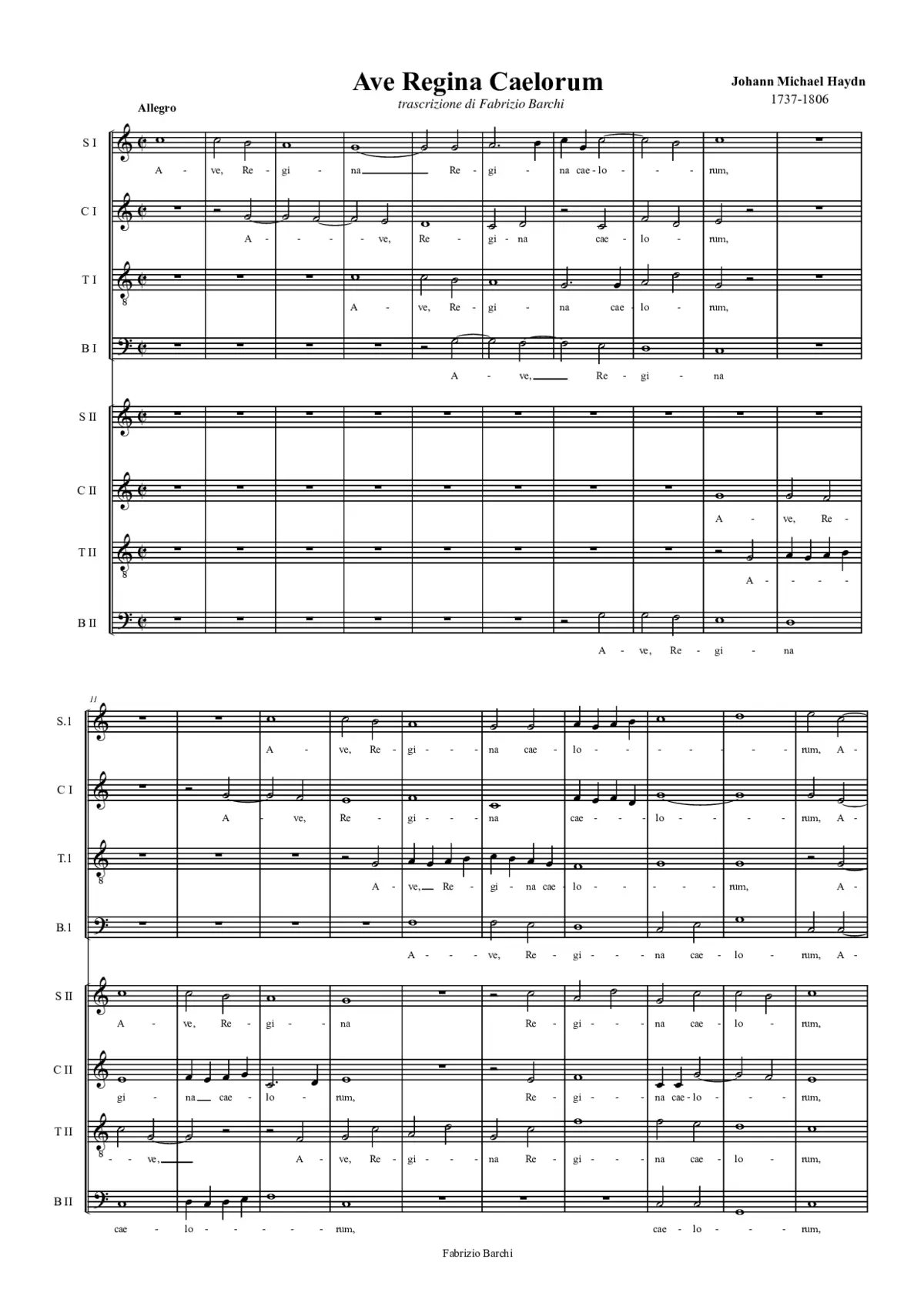 Ave Regina caelorum, MH 140 - Page 1