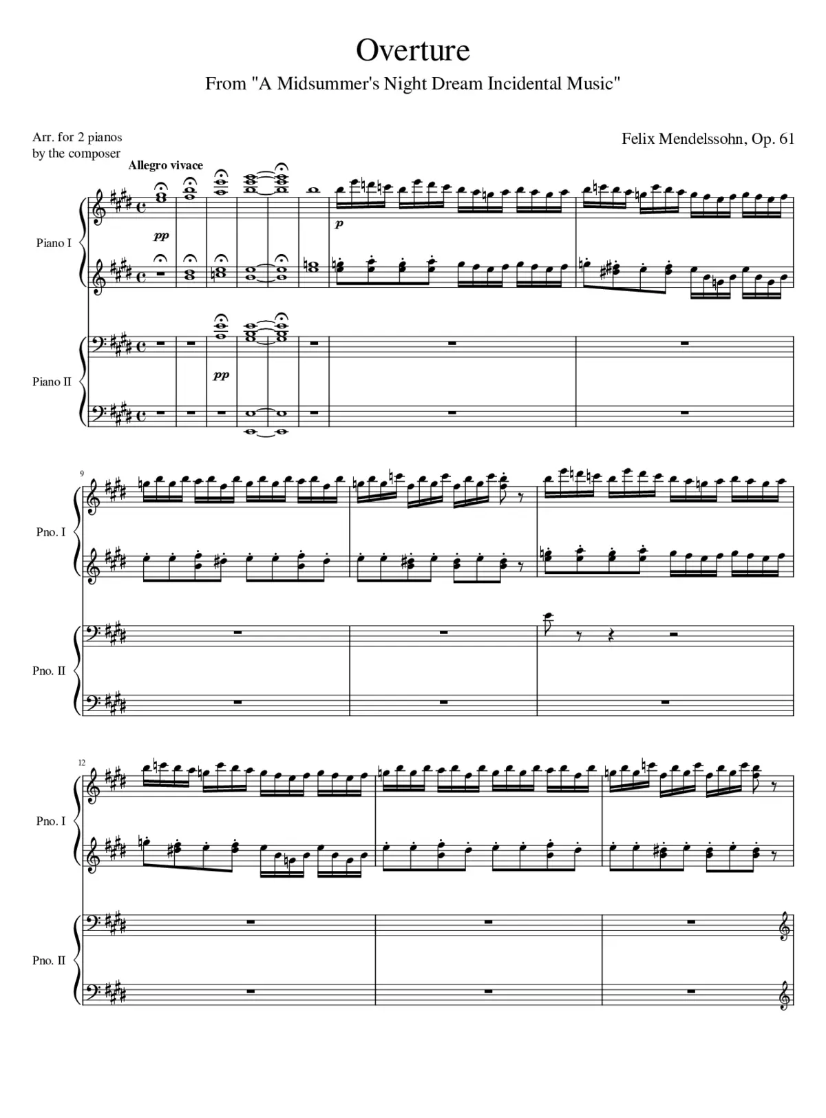 A Midsummer Night's Dream incidental music Op.61 - Page 1